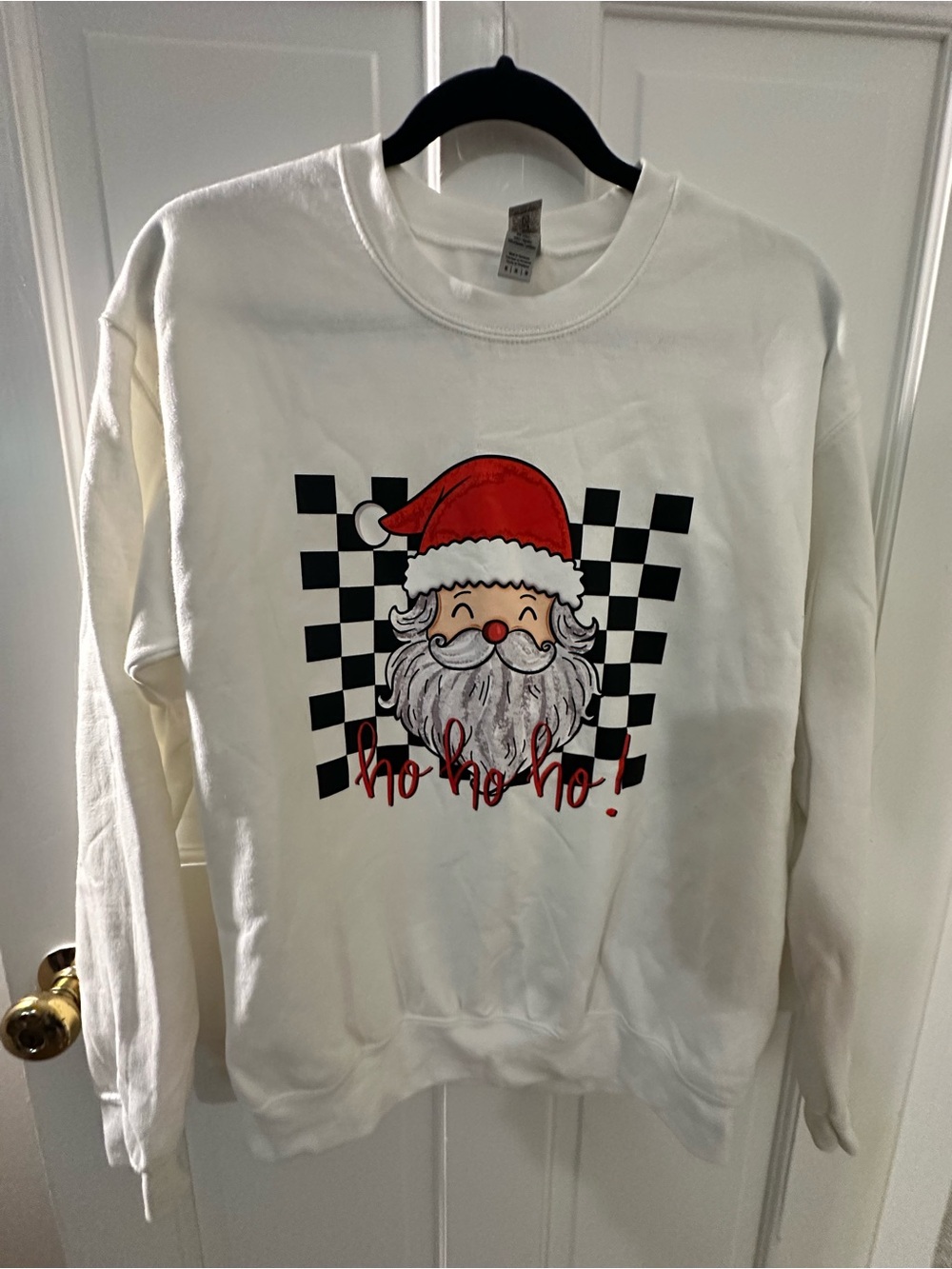 White Santa Graphic Sweatshirt - "Ho Ho Ho!"
